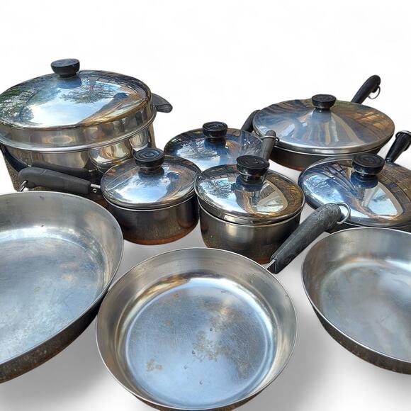 Revere Ware Copper Bottom Cookware Set Lot of 15 Vintage All American Made - Picture 4 of 13